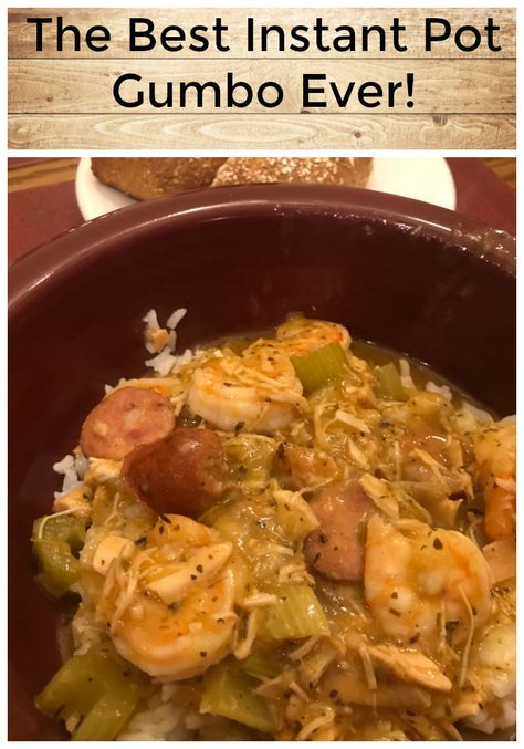 The Best Instant Pot Gumbo Ever! This is the best gumbo recipe I have ever made and I loved my pre-Instant Pot version! It takes a while to book, but is still cooker than the old version and it tastes incredible! From Instant Pot Cooking. #InstantPot #Gumbo #InstantPotRecipes Instant Pot Gumbo Recipe, Okra Rice, Instant Pot Gumbo, Best Gumbo Recipe, Best Gumbo, Gumbo Recipe Easy, Easy Pressure Cooker Recipes, Louisiana Seafood, Sausage Gumbo