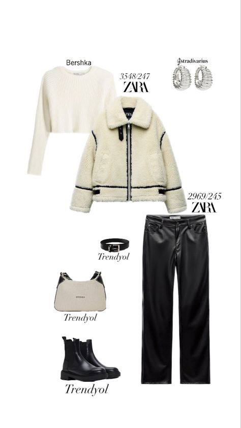 Zara Biker Jacket Outfit, Zara Jacket Outfit, Teddy Jacket Outfit, Zara Biker Jacket, Biker Jacket Outfit, Faux Shearling Jacket, Minimalist Capsule Wardrobe, Zara Outfit, Winter Capsule Wardrobe