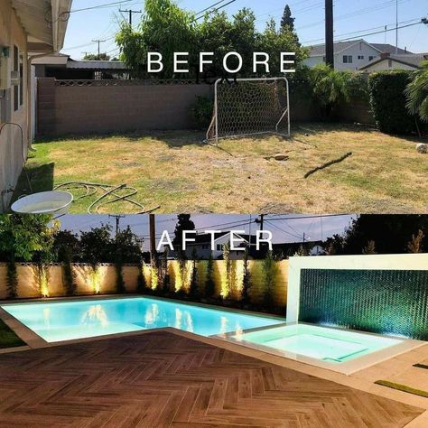 Yard Before And After, Pool Plumbing, Pools For Small Yards, Front Garden Landscape, Pool Landscape Design, Backyard Inspiration, Garden Designs, Small Backyard Pools, Dream Houses