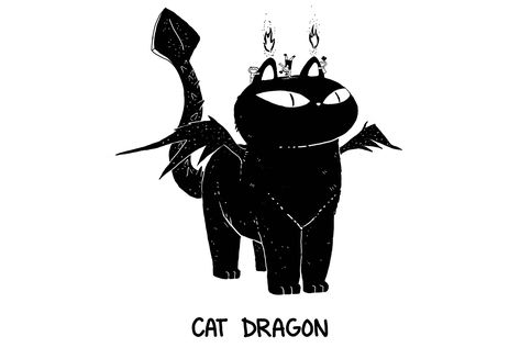 Cat Dragon Tattoo, Dragon Cat Tattoo, Cat Dragon Art, Demon Cat Drawing, Demonic Cat Drawing, Demonic Cat, Cat Dragon, Cat With Dragon Wings, Dragon Cat