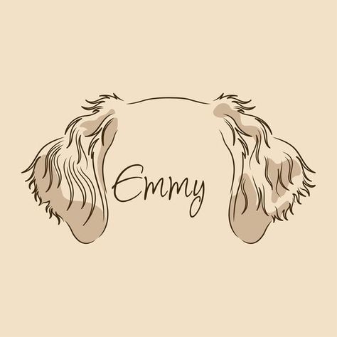 Dog Ear Painting, Shitzu Dog Tattoo, Shitzu Ears Tattoo, Shih Tzu Ears Outline, Lhasa Apso Tattoo Outline, Golden Doodle Ears Tattoo, Shitzu Tattoo Outline, Cockapoo Tattoo Outline, Dog Line Illustration