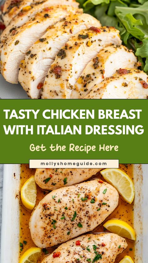 Satisfy your taste buds with a delicious and flavorful chicken breast marinated in zesty Italian dressing. This easy and mouthwatering recipe is perfect for a quick weeknight dinner or a special Sunday meal. The tangy flavors of the dressing perfectly complement the juicy chicken, creating a dish that will be loved by the whole family. Try this simple yet impressive recipe today and enjoy a burst of Italian-inspired goodness right at your own dining table! Italian Dressing Marinated Chicken, Italian Dressing Marinade, Continental Recipes, Italian Chicken Breast, Zesty Italian Chicken, Italian Dressing Chicken, Delicious Chicken Breast Recipes, Zesty Italian Dressing, Easy Chicken Breast