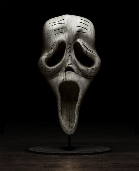 Ghostface from Scream sculpture Scream Mask, Holly Wood, Icona Pop, Dark Vador, Digital Sculpture, Bd Comics, Ghost Faces, Wooden Sculpture, Heart Art