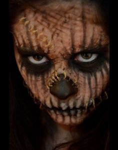 Scarecrow Inspired Makeup, Halloween Scarecrow Makeup Scary, Scary Costume Makeup, Creepy Scarecrow Makeup, Halloween Makeup Scarecrow, Scary Scarecrow Makeup, Scarecrow Makeup Halloween, Special Effects Makeup Horror, Scary Special Effects Makeup Horror