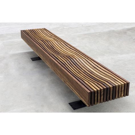 Long Bench Design, Modern Bench Diy, Wooden Bench Design, Wood Bench Design, Slat Bench, Wood Bench Outdoor, Industrial Bench, Terrace Furniture, Bench Design