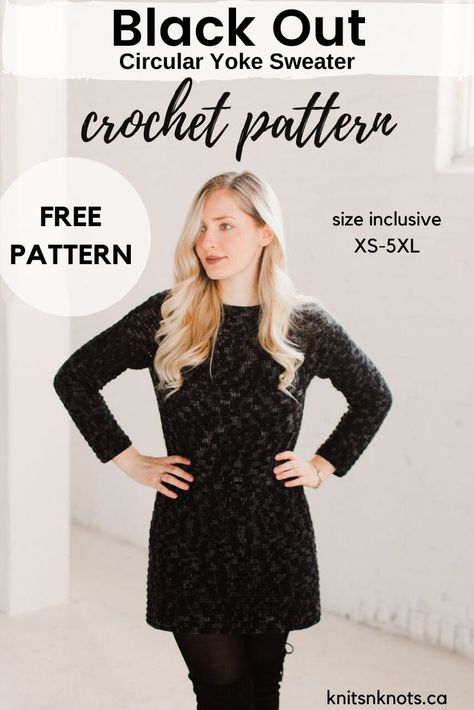 Crochet Tunic Sweater Pattern Free, Crochet Sweater Dress Pattern Free, Crochet Top Down Sweater, Crochet Sweater Dress Pattern, Vintage Sweater Pattern, Yoke Sweater, Jacket Crochet, Crochet Sweater Dress, Crochet Sweater Pattern