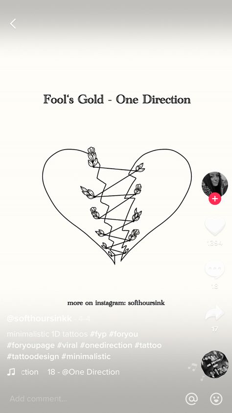 Fools Gold Tattoo One Direction, Fools Gold Tattoo, Subtle One Direction Tattoos, Fools Gold One Direction, 1d Inspired Tattoos, One Direction Tattoo, 1d Tattoos, Direction Tattoo, One Direction Tattoos