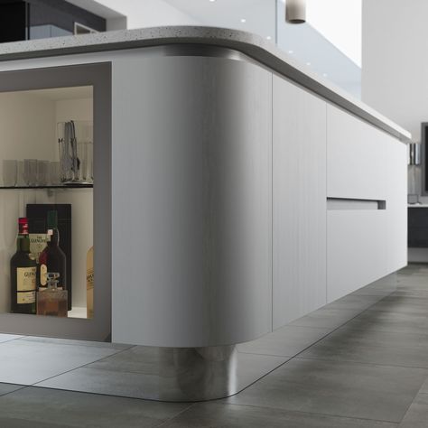 Flexible mirror plinth Flexible Mirror, Mirror Kitchen, Bulthaup Kitchen, Kitchen Plinth, British Kitchen, Fitted Kitchens, Kitchens Design, Floating Cabinets, Design Installation