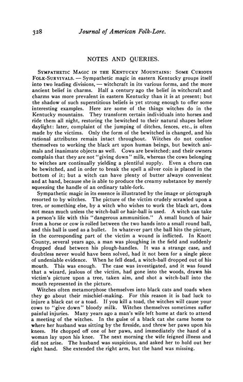 Kentucky Mountains, Sympathetic Magic, American Folklore, The Journal, Reading List, An Article, Reading Lists, Internet Archive, The Borrowers