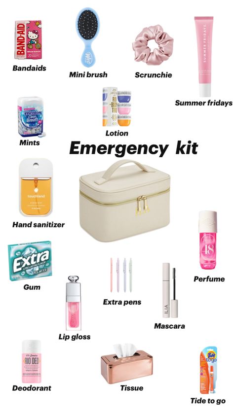 School Emergency Kit, Emergency Kit, What To Pack, Hand Sanitizer, You Bag, Deodorant, Lip Gloss, Back To School, Lotion