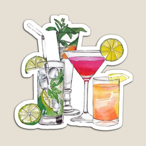 Drink Cartoon, 18th Birthday Party Themes, Margarita Drink, Cocktail Juice, Drink Stickers, Alcohol Aesthetic, Cocktail Art, Alcohol Drinks, Food Stickers