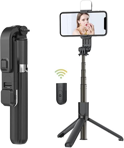 AmazonSmile: UBeesize Gopro Selfie Stick, Portable Aluminum Alloy Selfie Sticks Tripod with Light, Phone Stick with Wireless Bluetooth Remote, Compatible with iPhone 13 Pro/12/11 Pro/XR/8/7 and Android Smartphone : Cell Phones & Accessories Camera Shutter, Latest African Men Fashion, Remote Camera, Small Camera, Bluetooth Remote, Fill Light, African Men Fashion, African Men, Selfie Stick