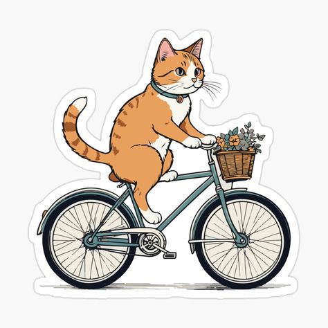 Get my art printed on awesome products. Support me at Redbubble #RBandME: https://www.redbubble.com/i/sticker/Lovely-Cat-Cycling-by-Atlantico54/165473687.EJUG5?asc=u Lovely Cat, Animal Friends, Sticker Collection, Printable Stickers, Animals Friends, Aesthetic Art, Cute Stickers, Sticker Design, Cool Girl