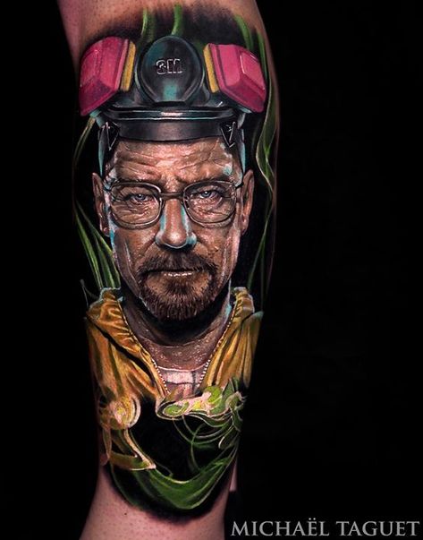 By  Michael Taguet Breaking Bad Tattoo, Hero Tattoo, Heaven Tattoos, Petit Tattoo, Fusion Ink, Min Min, World Tattoo, Bad Tattoos, 3d Tattoo