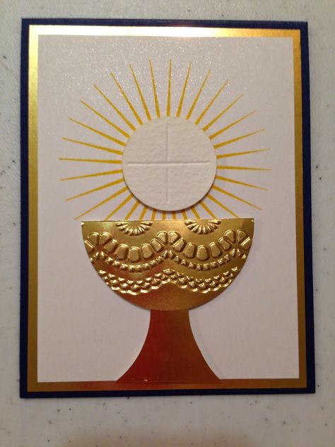 Hello Stampers!Here is an easy 1st Holy Communion card. It went together so very easily! See below for the products I used. Of course I used Stampin’ dimensionals and Multipurpose...Read More Classy Decorations, First Communion Cards, Baptism Cards, Circle Punch, Holy Communion, First Communion, Stampin Up Cards, Card Art, Gold Foil