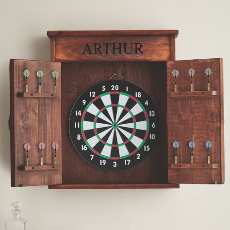 Basement Rec Room Ideas, Rec Room Ideas, Basement Rec Room, Dart Board Wall, Dartboard Cabinet, Dart Board Cabinet, Cabinet Diy, Basement Furniture, Dart Boards