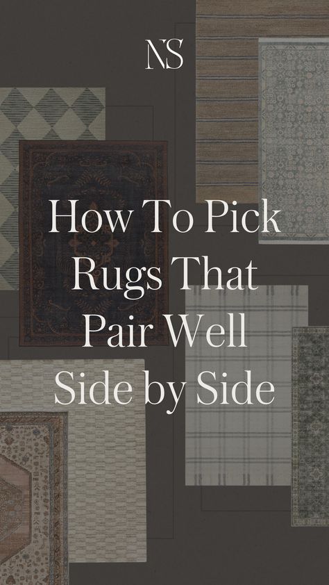 How to mix multiple rugs in an open concept or closed concept home. Rugs that look good side by side. How to pick rugs that look good near each other. Rug pairing recommendations from a designer. How to mix and match patterned rugs in your home. How to pick a color palette for multiple rugs. #rugpairings #mixingrugs #interiodesigntips #rugs Budget friendly rugs. 2 Rugs In Living Room, Living Room Multiple Rugs, Rug Combinations Living Rooms, 2 Area Rugs In Living Room, House Rug Ideas, Open Concept Multiple Rugs, 2 Different Area Rugs In One Room, Multiple Rugs Living Room, Rug Placement In Living Room 2 Couches