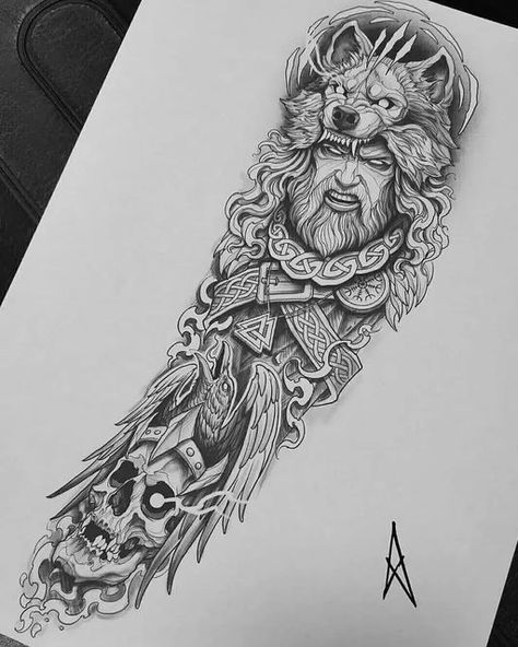 Tattoo Sketches For Men, Tony Tattoos, Norse Tattoos, North Mythology, Celtic Sleeve Tattoos, Odin Tattoo, Half Sleeve Tattoos Sketches, Norse Mythology Tattoo, Viking Tattoo Symbol