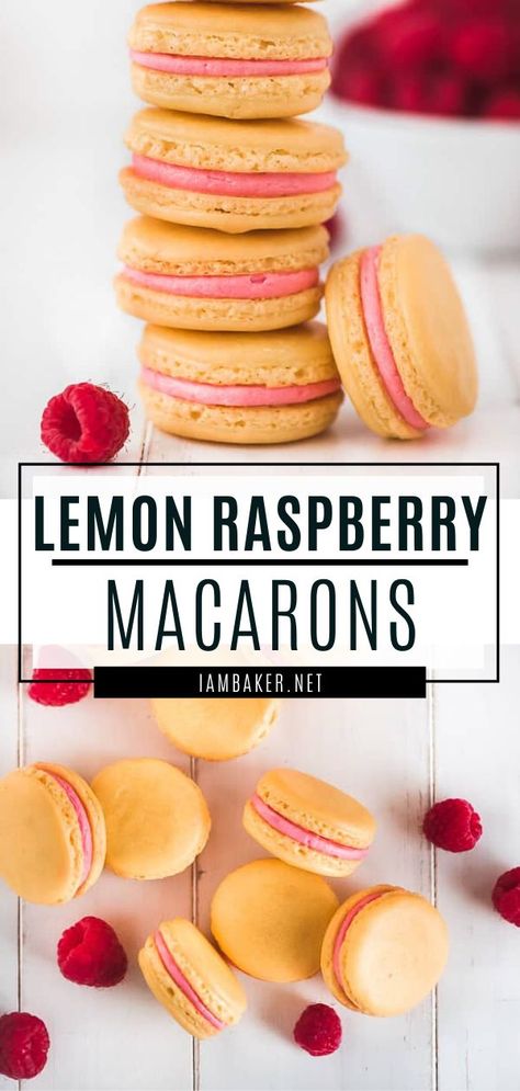 Macarons Raspberry, Flavored Macarons, French Macaron Recipe, French Macaroon Recipes, Raspberry Macarons, Lemon Macarons, Kue Macaroon, French Macarons Recipe, Macaroon Cookies