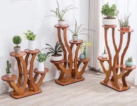 Modern Plant Stand, Wooden Plant Stands, Wood Plant Stand, Furniture Design Wooden, Bedroom Crafts, Plant Decor Indoor, Plant Stand Indoor, House Furniture Design, House Plants Decor