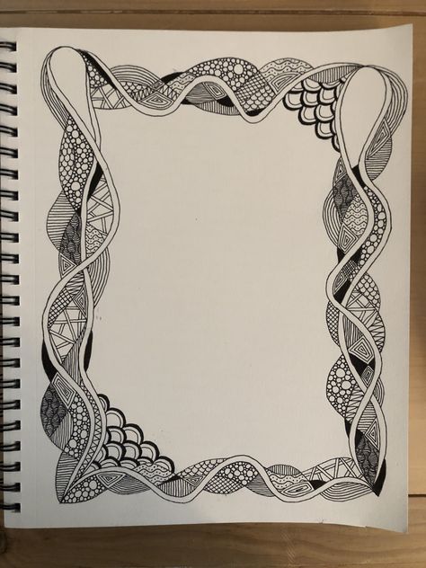 Zentangle border Pencil Border Designs, Mandala Borders Design, Mandala Border Design, Zentangle Borders Patterns, Page Borders Design Mandala, Border Drawing Design Doodle Frames, Zentangle Borders Frames, Corner Designs Border Mandala, Zentangle Borders