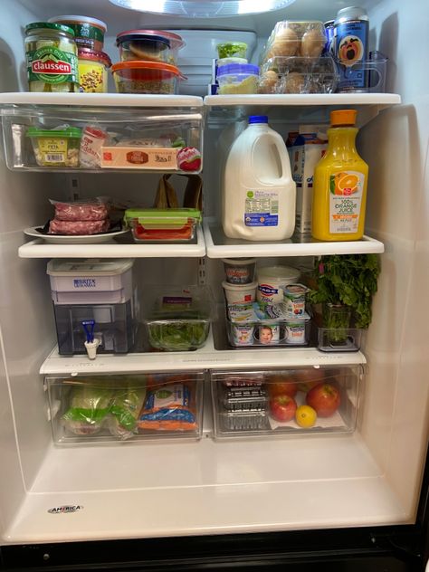 Organized Fridge, Fruit Cups, Fridge Organization, Single Serving, Meat And Cheese, Single Serve, Clear Acrylic, Feta, Yogurt