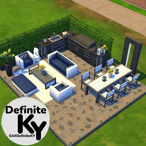 Sims 4 Back Porch Ideas, Sims 4 Swimming Pool Ideas, Sims Patio Ideas, Sims 4 Extra Room Ideas, Sims 4 Patio Ideas, Sims 4 Patio, Grill Deck, Sims4 Ideas, Sims 4 Loft