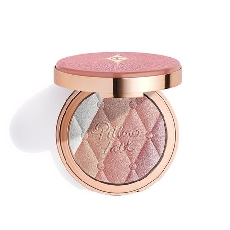 Pillow Talk Multi-Glow highlighter in Romance Light open Good Makeup Brands, Charlotte Tilbury Glow, Charlotte Tilbury Highlighter, Aesthetic Starbucks, Charlotte Tilbury Pillow Talk, Best Makeup Brands, Dream Makeup, Charlotte Tilbury Makeup, Makeup Wishlist