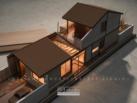 House With Rooftop Garden, House Concept Architecture, Modern House Concept, Residence Concept, House Design Architecture, Micro House Plans, Japan House Design, Roof Ideas, House Concept