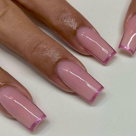 Chrome Outline Nails, Outline Nails, Finger Extensions, Pink Chrome, Cute Gel Nails, Tip Nails, Nails Design, Trendy Nails, Nail Tips