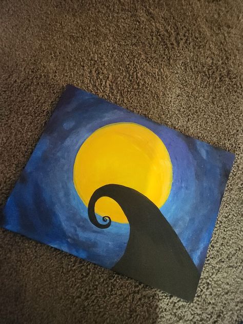 Easy Fall Canvas Painting Ideas, Easy Nightmare Before Christmas Painting, Easy Painting Ideas On Black Canvas, Nightmare Before Christmas Painting Easy, Easy Painting Ideas On Canvas Halloween, Nightmare Before Christmas Painting Ideas, Painting Nightmare Before Christmas, Christmas Canvas Art Easy, Nightmare Before Christmas Painting