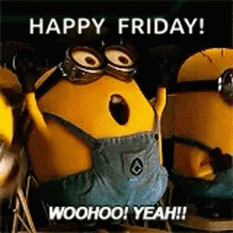 Saturday Gif, Happy Friday Humour, Happy Friday Gif, 4 Minions, Funny Christmas Videos, Friday Gif, Friday Memes, Friday Dance, Morning Gifs