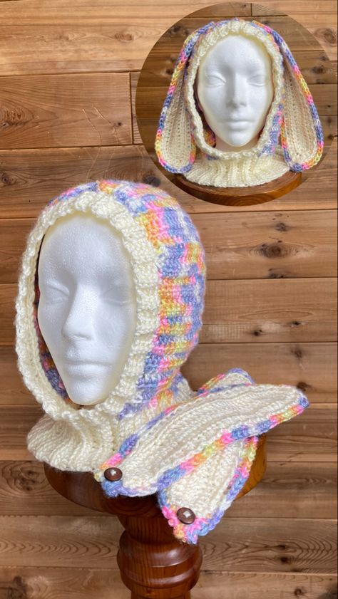 Crochet Balaclava With Ears, Crochet Bunny Ears Free Pattern, Bunny Ear Balaclava, Bunny Balaclava Crochet, Crochet Balaclava Pattern Free, Balaclava Crochet Pattern, Bunny Balaclava, Balaclava Pattern, Balaclava Crochet