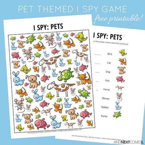 Looking for free printable I spy games for kids? I love this pets I spy game printable #ispygames #kids #kidsactivities #freeprintables Creative Curriculum Pet Study, Pets Kindergarten Activities, Pet Math Activities, Table Activities For Kids, Printable Fall Leaves, Preschool Pets, Pet Study, Spy Games For Kids, Light Table Activities