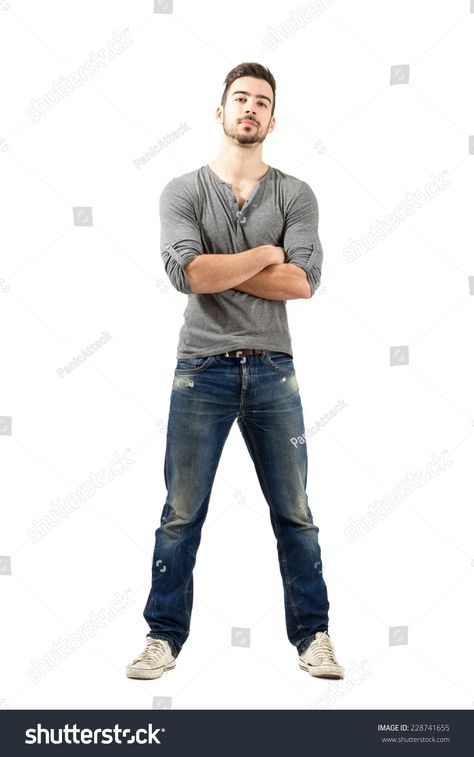 Male Arms Crossed Pose Reference, Full Body Poses Men, Guy Crossing Arms, Arms Crossed Pose Reference, Arm Crossed Reference, Cross Arms Pose Reference, Man Crossing Arms, Man Standing Pose Reference, Crossed Arms Pose