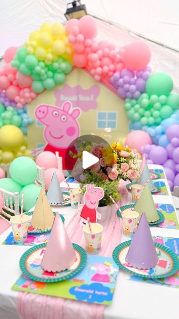 Event Planning | Design | Decor on Instagram: "Calling all Peppa pig fans 💫 Peppa Pig party 💫

Emerald turned 1 this weekend. Thank you mummy for trusting us to decorate and style your party. 🤍

Fun food & kids entertainment @gfpartyservice 
Kids tables & chairs @festivefloats" Peppa Pig Party Decorations, Peppa Pig Birthday Party Decorations, Kids Tables, Peppa Pig Birthday Party, Peppa Pig Party, Pig Party, Peppa Pig Birthday, Food Kids, Kids Table And Chairs