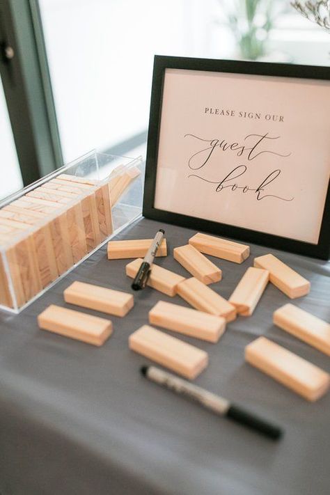 Unique wedding reception guestbook using Jenga pieces | Brittany Juravich Photography www.brittanyjuravich.com Simple Wedding Diy, Small Church Wedding, Jenga Wedding Guest Book, Jenga Wedding, Small Church Weddings, Upstate Ny Wedding, Church Wedding Ceremony, Unique Wedding Receptions, Wedding Cake Alternatives