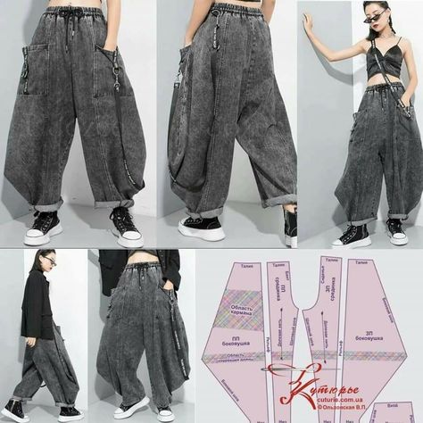 Harem Pants Pattern Free, Baggy Pants Pattern, Harem Pants Sewing Pattern, Sarouel Pants, Stil Boho, Diy Clothes Design, Estilo Hippie, Pants Sewing Pattern, Diy Fashion Clothing