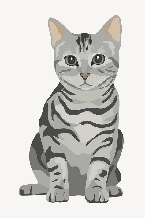 Cute kitten pet, American shorthair, animal illustration vector | premium image by rawpixel.com Cat Eyes Illustration, Cat Transparent Background, Cat Transparent, Eyes Illustration, American Shorthair Cat, Puppy Portraits, Rare Cats, American Shorthair, Cat Vector