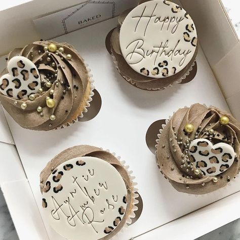 Baked By Noella | L E O P A R D - L O V E Beautiful cupcake box that went out a couple of weeks ago 🤎 Hand painted leopard print details and toppers using … | Instagram Leopard Cookies, Leopard Print Cookies, Cheetah Print Cupcakes, Leopard Print Cupcakes, Leopard Cupcakes, Animal Print Cupcakes, Cheetah Print Cakes, Leopard Birthday Parties, Cheetah Birthday Party