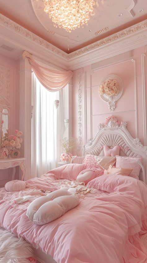 Girly Pink Bedroom, Pink Bedroom Walls, Pink Bedroom Design, Pink Bedroom Ideas, Dream Bedroom Inspiration, Room Vibes, Pink Bedroom Decor, Pink Room Decor, Pink Stuff