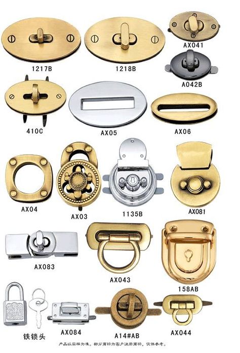 handbag lock,bag lock,turn lock,press lock,case lock,luggage lock,combination lock,shoe closure How To Make Leather, Bag Lock, Handbag Hardware, Bag Hardware, Diy Leather Bag, Purse Hardware, Metallic Bag, Quality Handbags, Purse Accessories