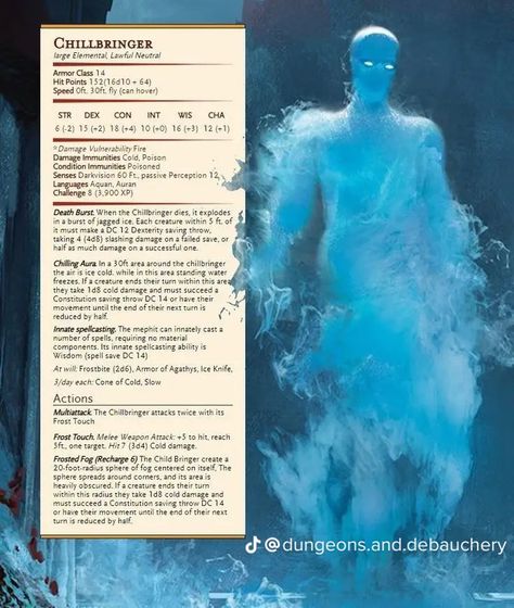 Dnd Species, Dnd Christmas, Stat Block, Homebrew Monsters, Ice Monster, Dnd Monster, Dungeons And Dragons Races, Icewind Dale, Dungeon Master's Guide