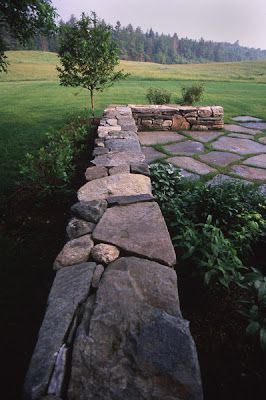 10engines: stone work -ogden&chalmers Flagstone Patios, Stone Walls Garden, Garden Retaining Wall, Rock Walls, Stone Landscaping, Stone Creek, Garden Walls, Flagstone Patio, Dry Stone Wall