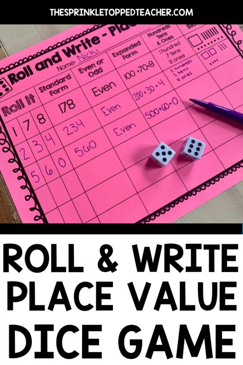 Math Place Value Games, Second Grade Place Value Games, Place Value Review 3rd Grade, Fun Ways To Teach 3rd Grade Math, Place Value Small Group Activities, 3rd Grade Place Value Activities, Place Value Games 5th, Math Dice Games 1st Grade, Number Sense Games 3rd Grade