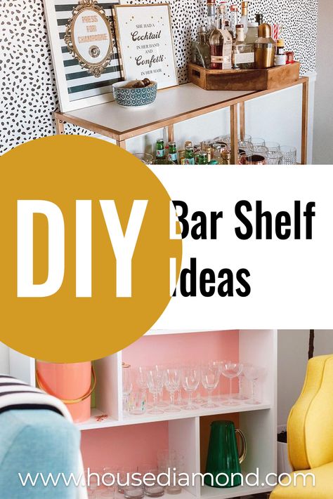 Discover how to add flair to your home bar with our DIY bar shelf ideas. Transform your space into a chic and personalized area for entertaining. Home Bar Shelves Ideas, How To Style Bar Shelves, Diy Bar Shelf, Diy Bar Shelf Ideas, Diy Bar Shelves, Bar Shelves Ideas, Easy Diy Bar, Bar Shelf Ideas, Cozy Apartment Decor