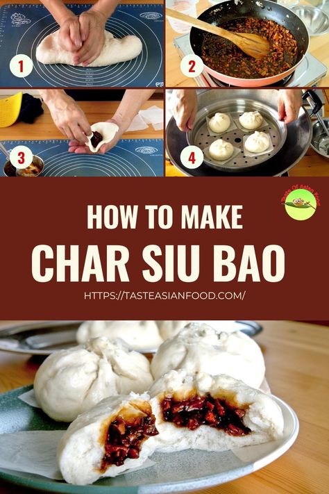 Pork Steam Buns Recipe, Chinese Pork Buns, Char Siu Bao Recipe, Roast Pork Bun, Bbq Pork Buns, Bao Recipe, Asian Stir Fry Recipe, Buns Recipe Easy, Char Siu Bao