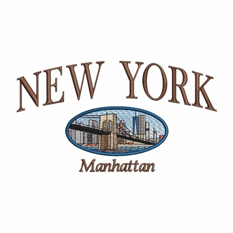 New York Manhattan, Manhattan Bridge, Embroidery Design Download, Baby Lock, Graphic Tshirt Design, Embroidery On Clothes, Shirt Print Design, Embroidery Machines, 가을 패션