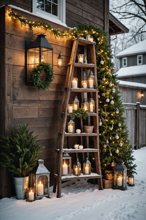 Snowy Woodland Christmas Tree, Glasgow Christmas, Bedroom Ideas Black, England Farmhouse, Townhouse Ideas, Christmas Outdoors, Tre Kunst, Mantel Decor Ideas, Christmas Mantel Decor