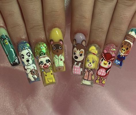 @planettkayy Animal Crossing Nails, Baby Blender, Texas Nails, Animal Nail Art, Animal Nails, Nails Done, Nailed It, Funky Nails, Creative Nails